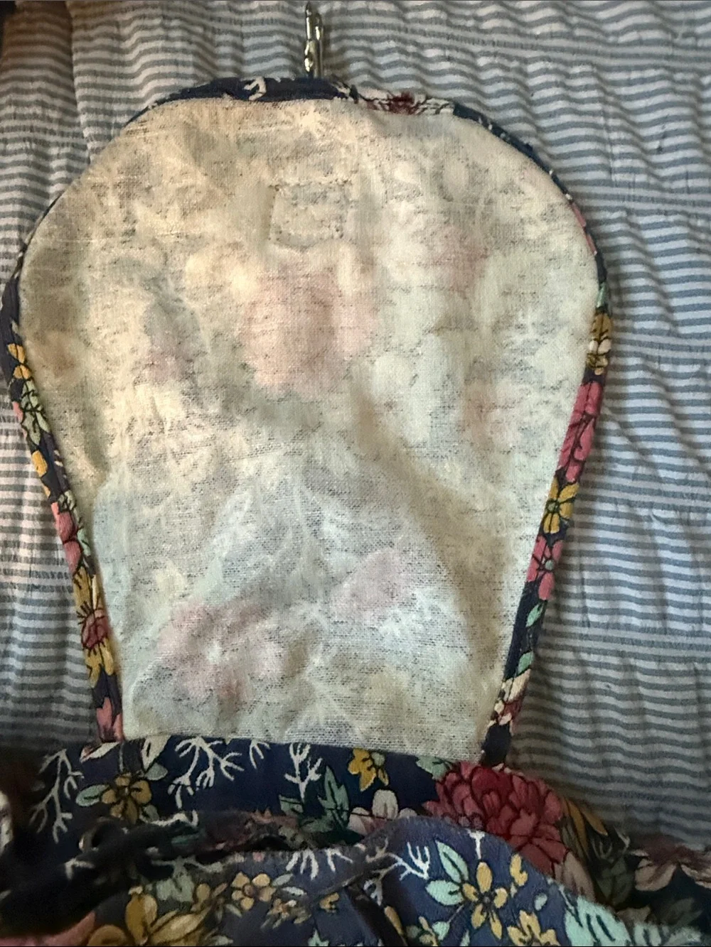 Navy Floral Canvas Backpack with Pink & Yellow Accents